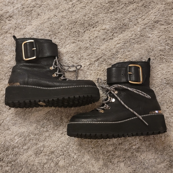 Stuart Weitzman Attackit Bootie Black Leather Hiker Boot Women's Size 8